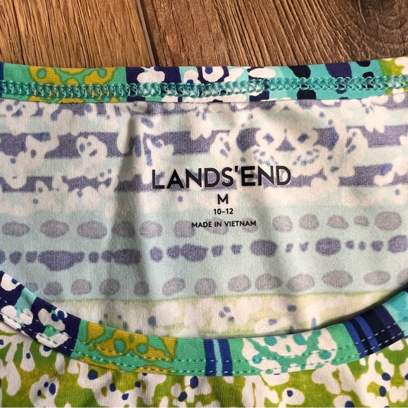 Lands End Colorful Nylon Blend T Shirt Dress Size Medium Swim Vacation Beach - Picture 9 of 11